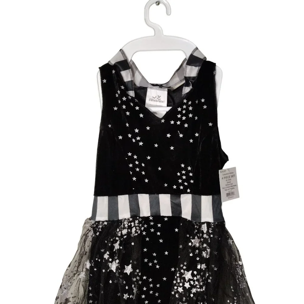 Girls Size M (7/8) Celestial Witch 4-Piece Sparkle Dress Halloween Costume